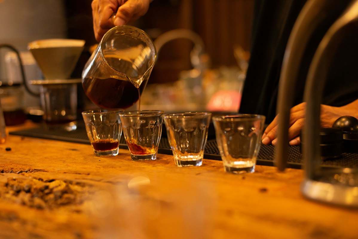 Colombian coffee blend in rustic setting